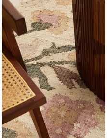 Кремава ръчно изработена ютена пътека 80x200 cm Roya Violette – Elle Decoration