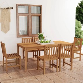 3059941 vidaXL Градински комплект за хранене, 7 части, 180x90 см, масивно тиково дърво