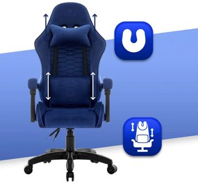 Геймърски стол HC-1000 NAVY - кадифена тъкан