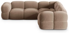 Кафяв кадифен ъглов диван Loretto – Cosmopolitan Design