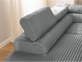 Сив ъглов диван от рипсено кадифе (ляв ъгъл L форма) Marbeya – Ropez