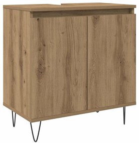 857218 vidaXL Шкаф за баня, дъб артизан, 58x33x60 см, инженерно дърво