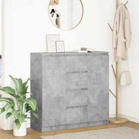 3328456 vidaXL Бюфет с чекмеджета бетонно сив 100,5x35x98,5 см инженерно дърво