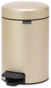 Кош за боклук с педал Brabantia NewIcon 1003195, 3 л, Плавно затваряне, Противоплъзгаща основа, Златен металик