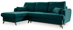 Тюркоазен разтегателен/с място за съхранение ъглов диван (ляв ъгъл) Scandic Lagom – Miuform