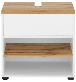 Бял шкаф за мивка от декор от дъб 60x57 cm Thessa – Støraa