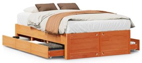 3308809 vidaXL Рамка за легло без матрак с чекмеджета 120x200 см, бор масив