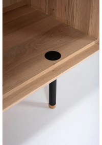 Черен/естествен нисък скрин от масивен дъб 118x100 cm Fina – Gazzda