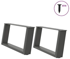 4012750 vidaXL Крака за масичка за кафе, U-образни, 2 бр., антрацит, 60x(30-31) см, стомана