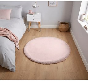Розов килим , ⌀ 120 cm Teddy - Think Rugs