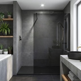 Параван за душ Rea Flexi Grey / Black 140