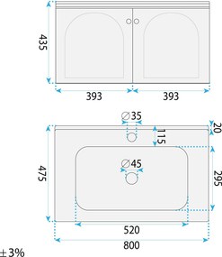 Комплект мебели за баня с мивка Denver 80cm Grey