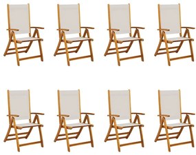 3279240 vidaXL Сгъваеми градински столове, 8 бр, акация масив и textilene