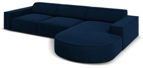 Ъглов диван от синьо кадифе (десен ъгъл) Jodie - Micadoni Home