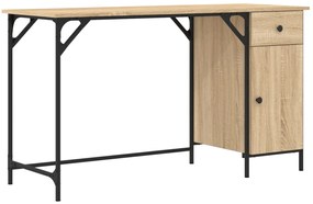 836219 vidaXL Компютърно бюро, сонома дъб, 131x48x75 см, инженерно дърво