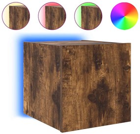 837226 vidaXL Стенен ТВ шкаф с LED осветление, опушен дъб, 30,5x35x30 см