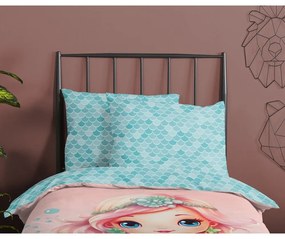 Синьо -розово единично памучно детско спално бельо 140x200 cm Alisse – Good Morning