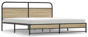3318677 vidaXL Метална рамка за легло, без матрак, опушен дъб, 200x200 см