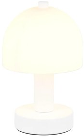 Бяла настолна лампа със стъклен абажур (височина 19 cm) Glenn – Trio