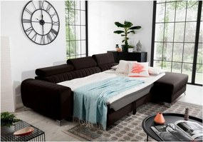 Тъмнокафяв кадифен разтегателен ъглов диван с място за съхранение (десен ъгъл) Grayson – ELTAP