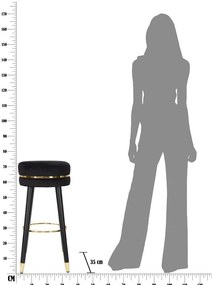 Черен/в златист цвят тапициран бар стол (височина на седалката 74 cm) Paris – Mauro Ferretti