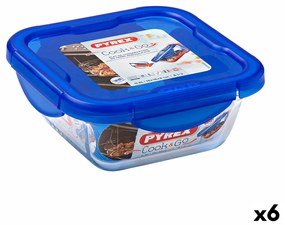 Херметическа Кутия за Обяд Pyrex Cook & Go 16,7 x 16,7 x 7 cm Син 850 ml Cтъкло (6 броя)