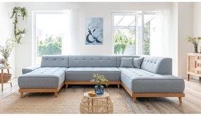 Светлосин U-образен разтегателен диван, десен ъгъл Dazzling Daisy - Miuform