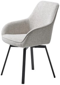 Светлосив тапициран трапезен стол с подлакътници Alma – Unique Furniture