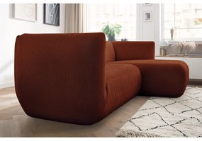 Ъглов диван от оранжев велур (десен ъгъл) Lecomte - Bobochic Paris