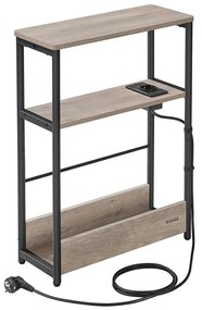 Странична масичка с вграден електрически контакт и USB портове ROD кафява/черна