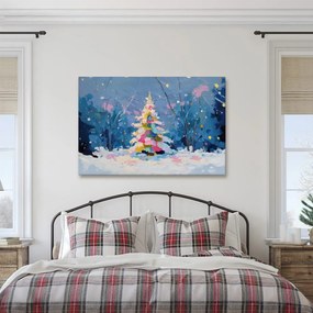 Картина на платно – Коледно дърво в зимен пейзаж