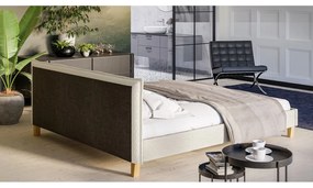 Кремаво тапицирано двойно легло с решетка 180x200 cm Tina - Ropez