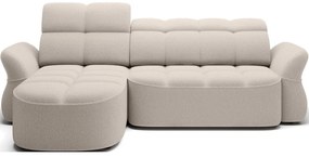 Бежов сгъваем/с място за съхранение ъглов диван от прежда с примки от букле (ляв ъгъл) Beneth – ELTAP