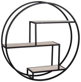 Черен/естествен на няколко нива стенен рафт от масивна Пауловния 62 cm Rotterdam – House Nordic