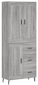 3200023 vidaXL Висок шкаф, сив сонома, 69,5x34x180 см, инженерно дърво