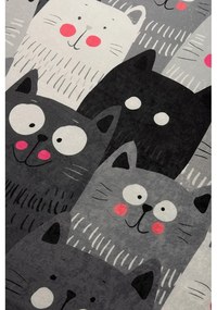 Сив детски нехлъзгащ се килим , 100 x 160 cm Cats - Conceptum Hypnose