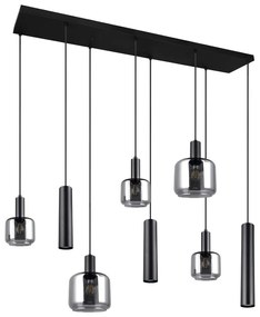 Черно висящо осветително тяло с метален абажур/със стъклен абажур Mataro – Trio