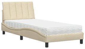 3310508 vidaXL Легло с матрак Hanko, кремаво, 90x200 см, плат
