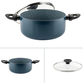 Тенджера Luigi Ferrero Prima FR-2244, 22x9.5 см, 3.1 л, Незалепващо покритие, Стъклен капак с отвор за пара, Индукция, Тъмносин