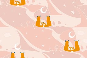 Самозалепващ тапет – Семейство лисици