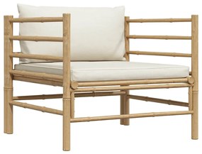 313148 vidaXL Градински диван с кремавобели възглавници бамбук