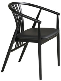 Черен трапезен стол с подлакътници от масивен бук Agustin – House Nordic