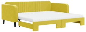 3197099 vidaXL Канапе с изтеглящо легло и матраци жълто 100x200 см кадифе