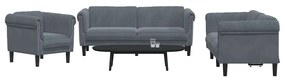 3209210 vidaXL Комплект дивани от 3 части, тъмносиво, кадифе