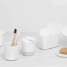 Кошче за отпадъци за баня Brabantia MindSet 1005689, Минерално покритие, Люлеещ се капак, Бял