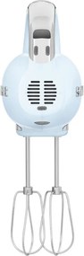 Ръчен миксер SMEG 50's Style HMF01PBEU, 250W, 9 скорости, Турбо, Скрит LED дисплей, Таймер, Аксесоари, Син