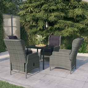 3099644 vidaXL Градински трапезен комплект, 5 части, светлосив