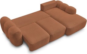 Оранжев сгъваем/с място за съхранение ъглов диван от прежда с примки от букле (десен ъгъл) Montaigne – Bobochic Paris