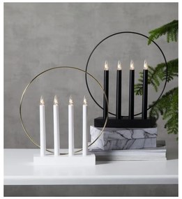 Бял LED свещник Гланциран, височина 35 cm - Star Trading