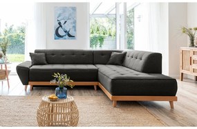 Тъмно сив ъглов разтегателен диван десен ъгъл Dazzling Daisy - Miuform